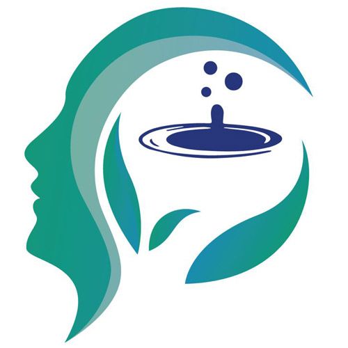 Illustration of a silhouette of a face in profile, made up of teal and green curves. Inside the silhouette is a blue ripple with small bubbles, suggesting water or nature themes.