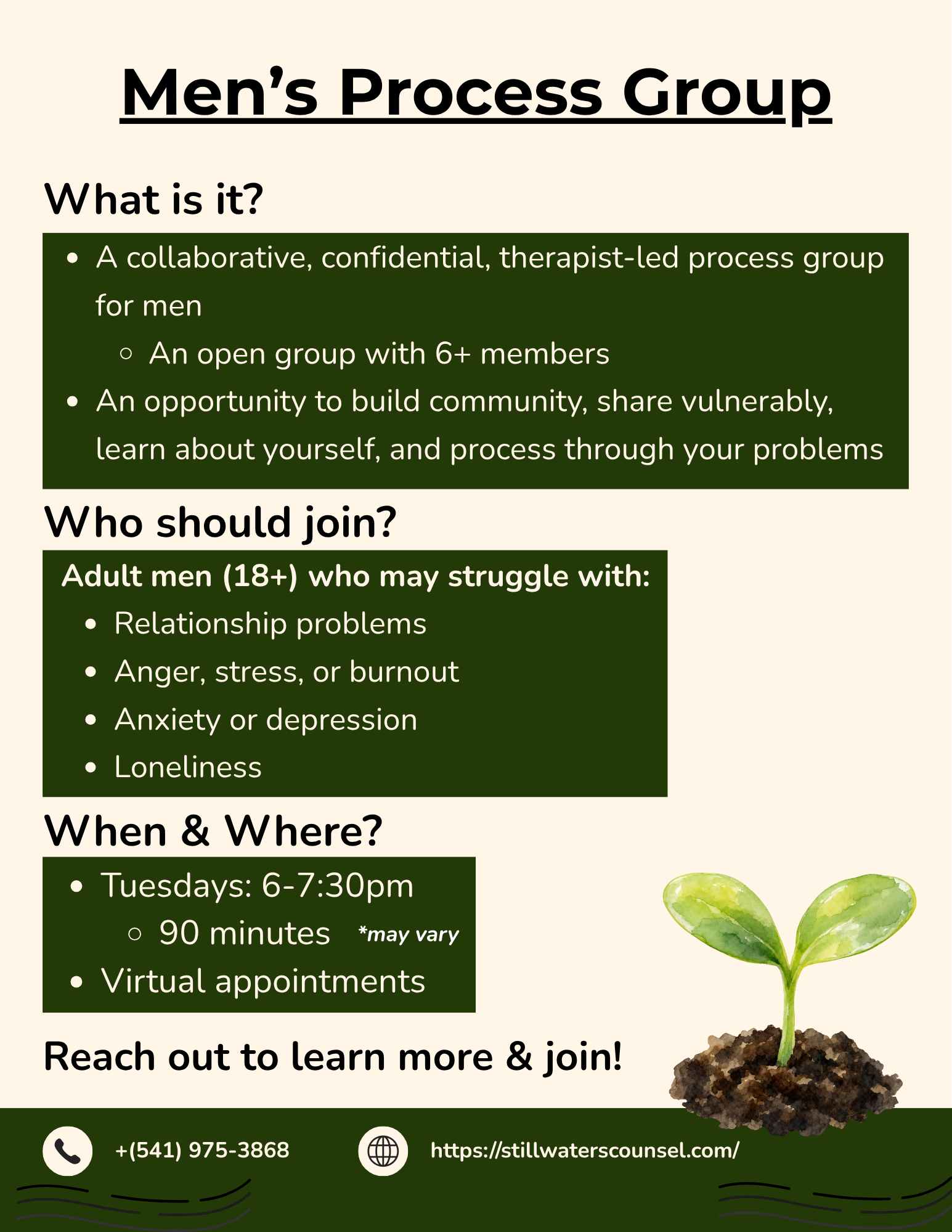 Men’s Therapy Group in Oregon